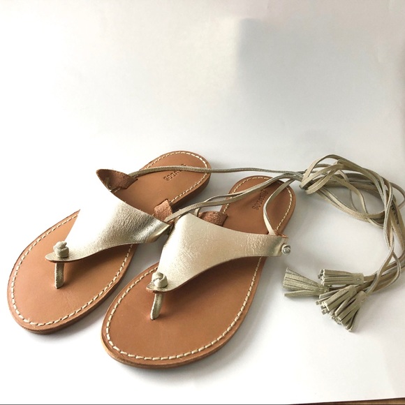 Soludos lace up gold leather roman sandals sandal - Picture 3 of 6